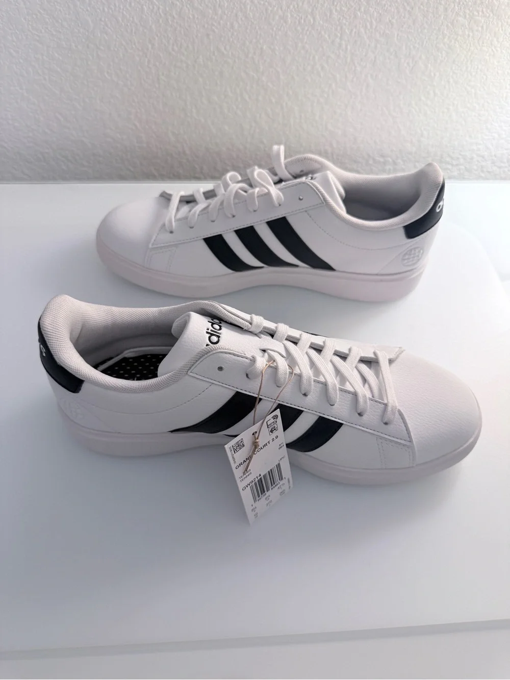 adidas Grand Court 2.0 White with Black Stripes